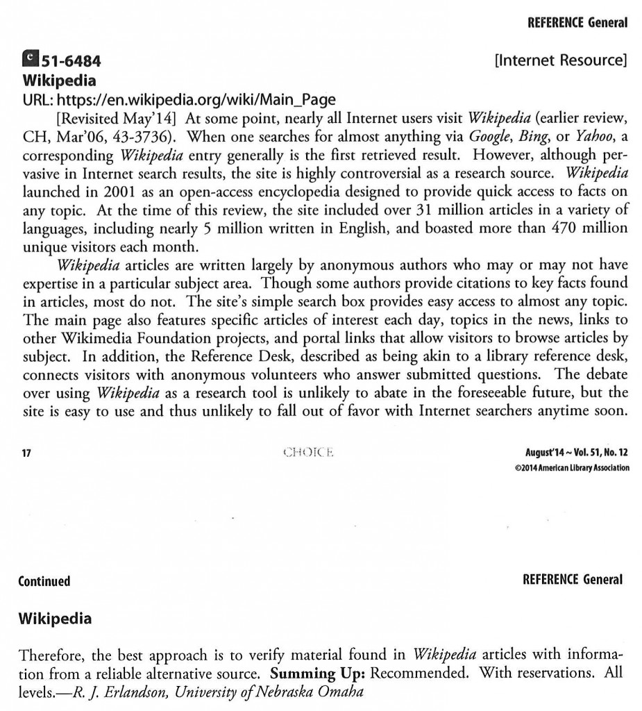 Choice Reviews Wikipedia
