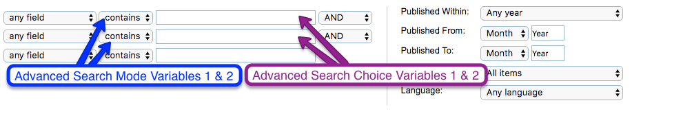 advanced search variables